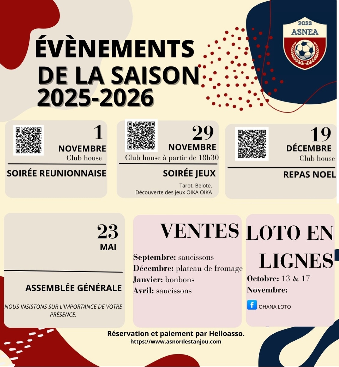 PROCHAINS ÉVÉNEMENTS DU CLUB