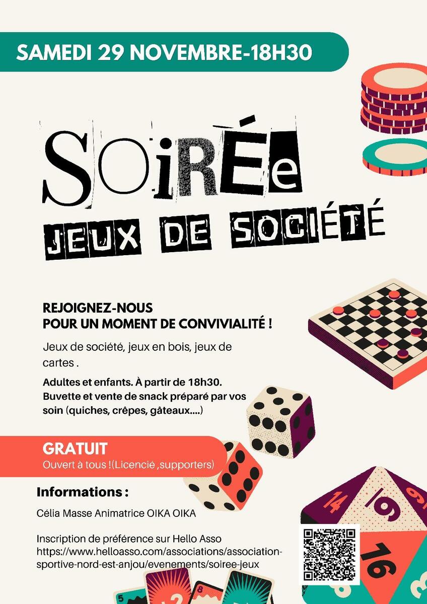 SOIRÉE JEUX DE SOCIÉTÉS - 29/11/2025