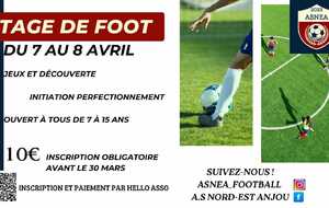 STAGE FOOT JEUNES - 07 &amp; 08 AVRIL 2025