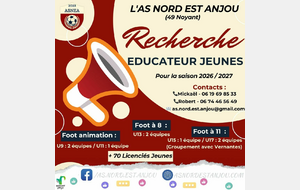RECHERCHE ÉDUCATEUR JEUNES SAISON 2026/2027